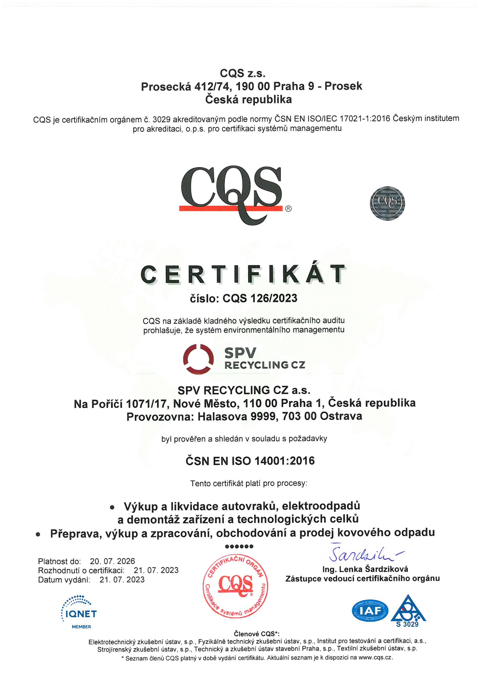 SPV Recycling získala certifikáty ISO 9001 a ISO 14001